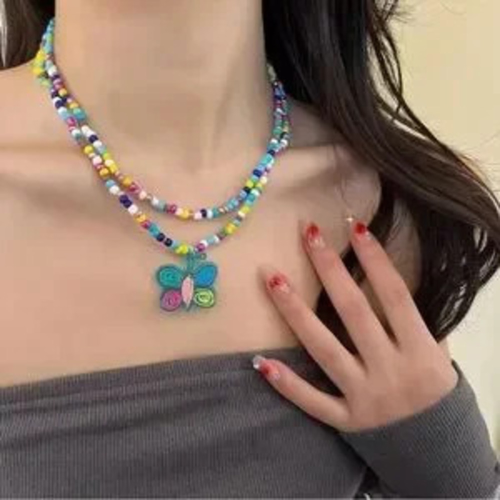 Colorful Butterfly Beaded Necklace